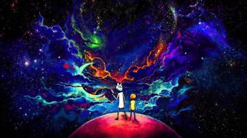 Rick And Morty Orange Dark Space Art Wallpaper HD Image