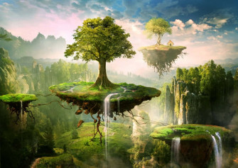 Floating Island Background Wallpaper