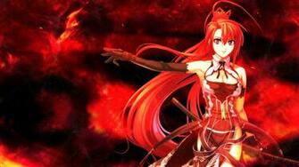 Wallpaper Anime Girl Red Hair Sword Background