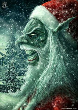 Scary Santa Says Merry Christmas Cha Spoons Present