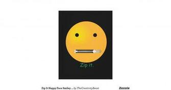Zip It Happy Face Smiley Black Background S Prints