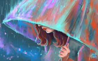 Art Umbrella Rain Girl Pictures In High Definition Or