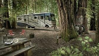 Motorhome Camper Creature Fantasy Forest Monster Wallpaper Background