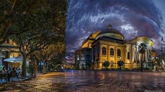 Photos Italy Teatro Massimo Palermo HDr Street Night Time
