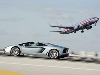 Lamborghini Aventador Roadster Supercar Silver Airplanet Jets