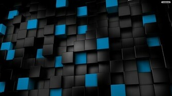 Black And Blue Cubes Desktop Wallpaper