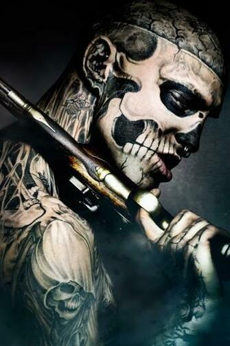 Tattoos And A Gun iPhone Wallpaper