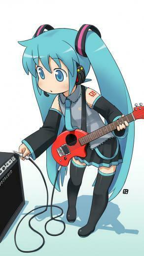 Hatsune Miku With Guitar Wallpaper iPhone