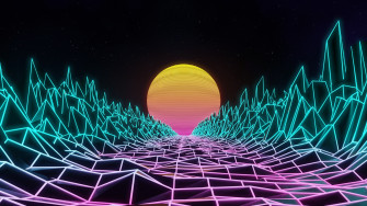 Synthwave Pink Cyan Retrowave Digital Art Neon Rare