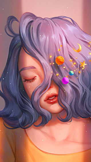 Beautiful Short Hair Digital Art Mobile Wallpaper HD Walls
