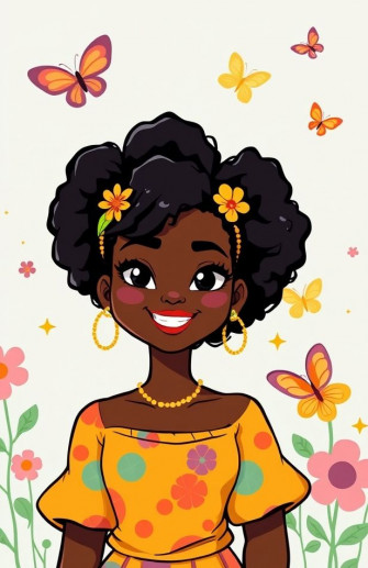 Pretty Black Girl Cartoon Wallpaper