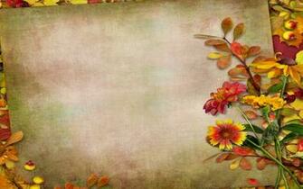 Autumn Vintage Background Leaves Berries Flowers