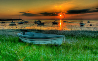 Boats At Sunset Wallpaper