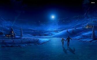 Skating In The Moonlight Wallpaper