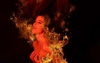 Girl Fire Love Dark Demon Fantasy Wallpaper Background