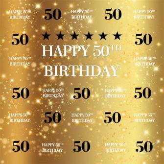 Amazon Aofoto Happy 50th BirtHDay Backdrop Gold Party