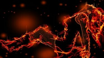 Red Fire Rings Fantasy Art On Black Clothes Wallpaper