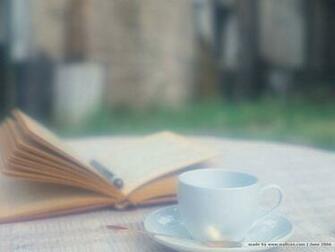 Afternoon Tea Time With Book Soft Focus Grass Romantic