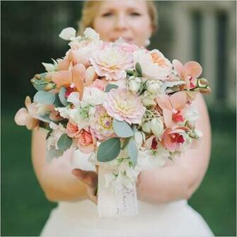 Classic Peach And Gray Wedding