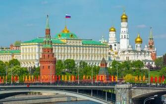 Kremlin And Bolshoy Kamenny Bridge Moscow Russian Federation 4k