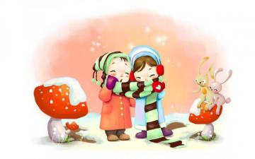 Drawing Winter Kids Breath Snowflakes Mushrooms Rabbits Scarf