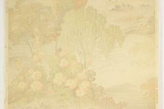 1930s Vintage Wallpaper Scenic Lake Rosie S