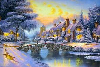 Christmas Cottage Wallpaper