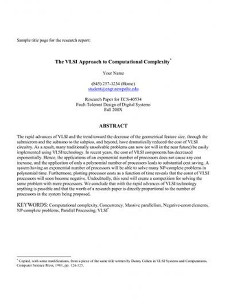 Apa Format Cover For Research Paper Sample