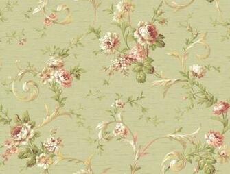 Victorian Cabbage Rose On Green Wallpaper Double Rolls
