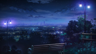 Sunlight Street Light Cityscape Night Anime Sky
