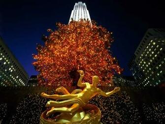 In Rockefeller Center New York Christmas Landscapes Wallpaper Image
