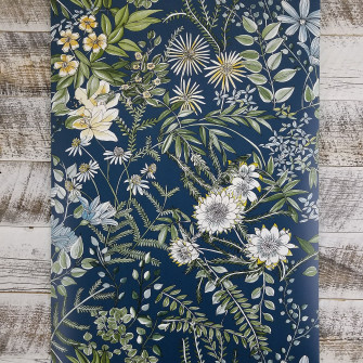 Brewster A Street Prints Full Bloom Navy Blue Floral Wallpaper