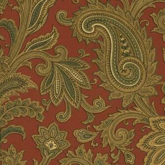 Rusty Red Khaki Olive Green Cream Paisley Wallpaper Brand