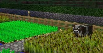 Minecraft Cow In Crop Field Wallpaper