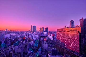 City Skyline During Night Time Photo Image