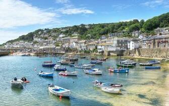 Photo England Mousehole Boats Coast Cities Houses
