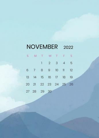 Vector Of Mountain November Monthly Editable