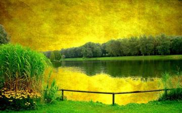 Nature Painting Wallpaper Yellow And Green Paintings