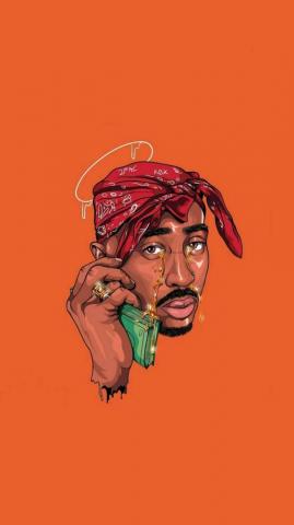 Tupac Orange Pop Art Wallpaper