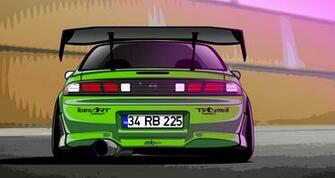 Nissan Silvia S14 200sx Green Drift Spec Vector By