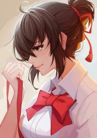 Brunette Anime Girls Miyamizu Mitsuha Kimi No Na Wa