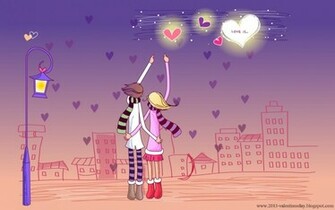Cute Cartoon Couple Love HD Wallpaper For Valentines Day