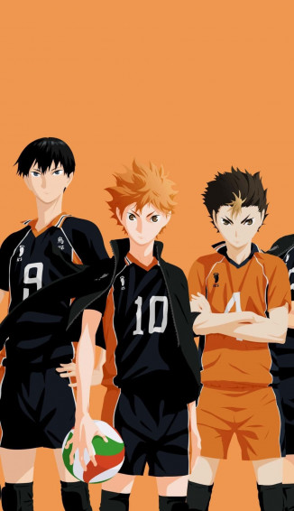 Haikyuu iPhone Shoyo Hinata With Tobio Kageyama And Yu Wallpaper