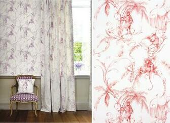 Tapet Barbary Toile Coral Red Fr N Nina Campbell Tapetorama