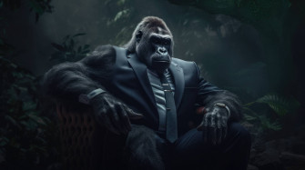 A 4k Ultra HD Wallpaper Of Sophisticated Gorilla In Tailored Suit
