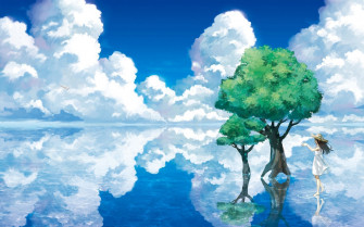 Blue Sky Anime Scenery Wallpaper Id45904