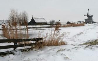 Wallpaper Snow Mill Village Cold Farm House Ears HD