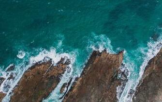 Wallpaper Sea Rocks Aerial Coast Water