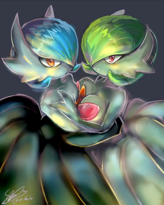 Mega Sirknight And Gardevoir By F Sonic