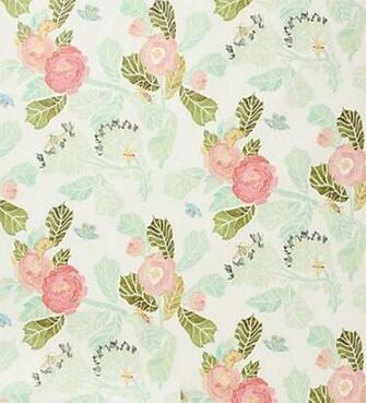 Mint Pink Vintage Flowers Wallpaper Printpeonies Powder